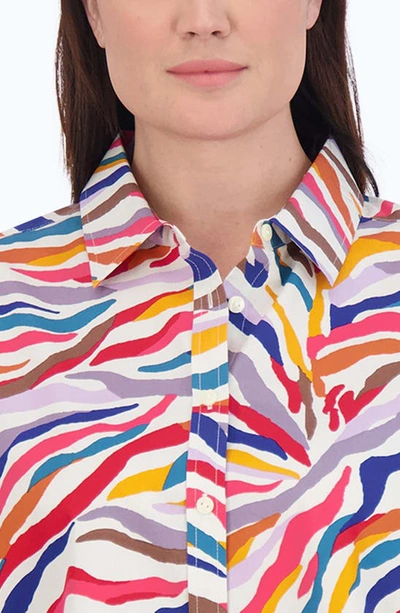 Shop Foxcroft Abstract Print Cotton Button-up Shirt In Multi