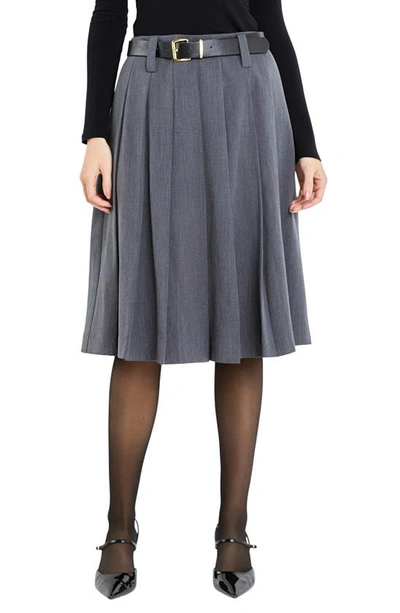 Shop English Factory Pleated Midi Skirt In Heather Grey