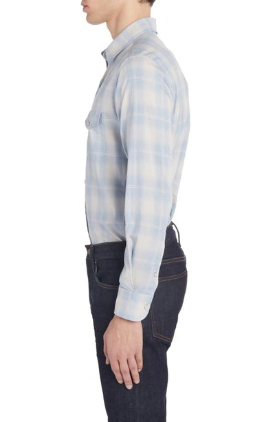 Tom Ford Dégradé Plaid Brushed Cotton Snap-up Western Shirt In Combo Light Blue White