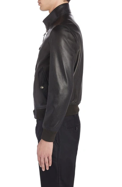 Shop Tom Ford Harrington Leather Bomber Jacket In Black