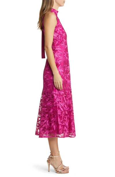 Shop Sam Edelman Embroidered Mock Neck Midi Dress In Dark Pink