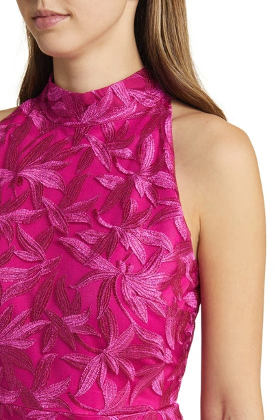 Shop Sam Edelman Embroidered Mock Neck Midi Dress In Dark Pink