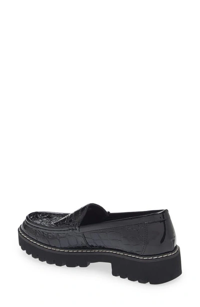 Shop Donald Pliner Hope Loafer In Black Croco Patent Leather