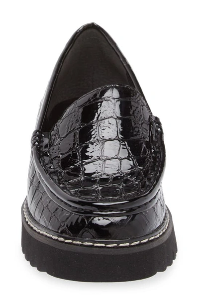 Shop Donald Pliner Hope Loafer In Black Croco Patent Leather