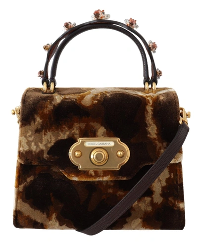 Shop Dolce & Gabbana Elegant Giraffe Pattern Welcome Bag With Gold Women's Accents In Brown