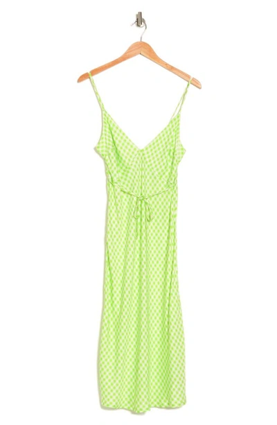 Shop Rvca Oh Lord Gingham Slipdress In Gjs0-green Flash