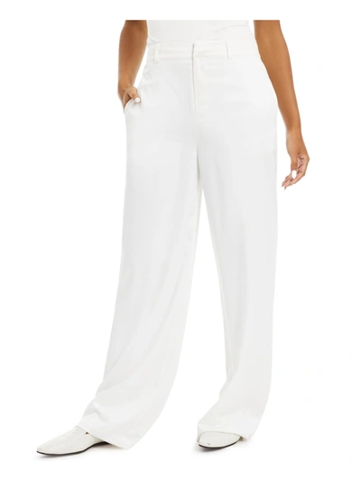 Shop Danielle Bernstein Womens Satin Office Pants In White