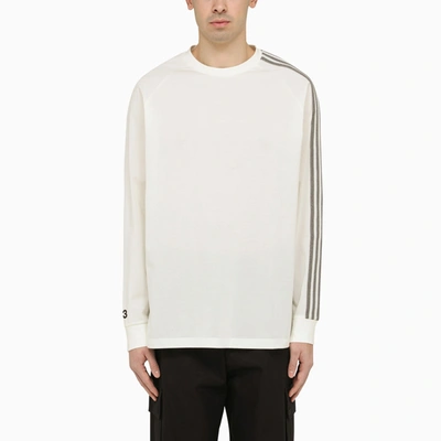 Shop Y-3 Adidas Y 3 White Crew Neck Long Sleeves T Shirt With Logo