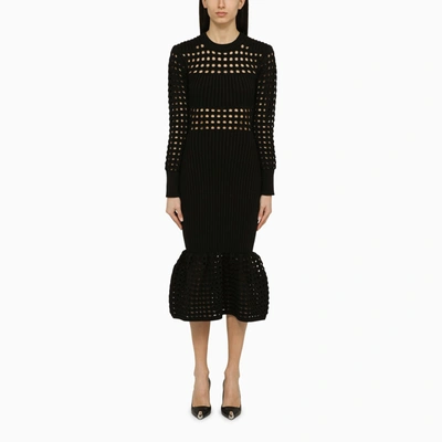 Shop Alexander Mcqueen Alexander Mc Queen Black Knitted Midi Dress