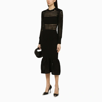 Shop Alexander Mcqueen Alexander Mc Queen Black Knitted Midi Dress