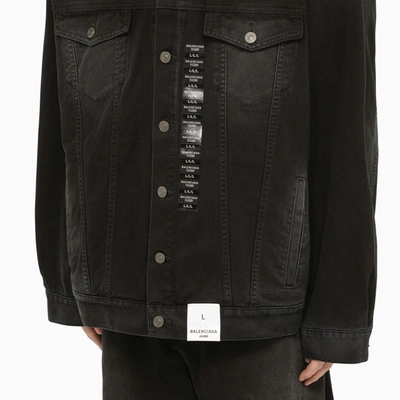 Shop Balenciaga Black Denim Jacket With Size Stickers