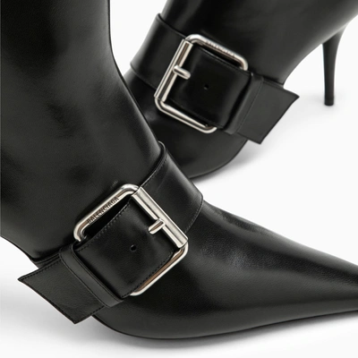 Shop Balenciaga Black Leather Pointed Boot