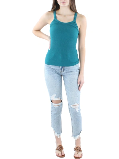 Shop Re/done Womens Cotton Ribbed Tank Top In Blue