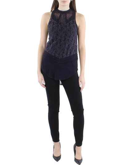 Shop Free People Womens Lace Ladder Stitch Tank Top In Purple