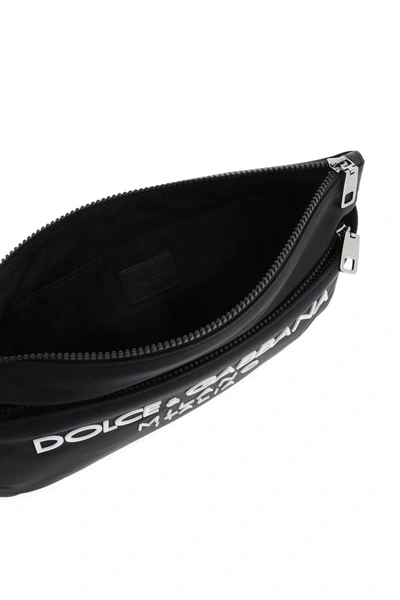 Shop Dolce & Gabbana Nylon Pouch With Rubberized Logo