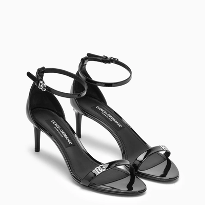 Shop Dolce & Gabbana Dolce&gabbana Black Patent Leather Sandal With Logo