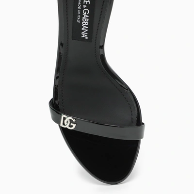 Shop Dolce & Gabbana Dolce&gabbana High Black Patent Leather Sandal With Logo