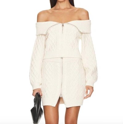 Shop Jonathan Simkhai Salma Off The Shoulder Pullover In Ivory In Multi