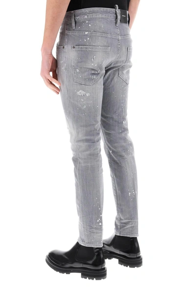 Shop Dsquared2 Skater Jeans In Grey Spotted Wash