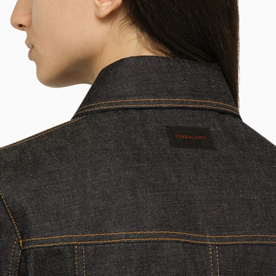 Shop Ferragamo Dark Denim Single Breasted Jacket