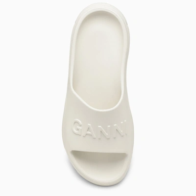 Shop Ganni White Rubber Slipper With Logo