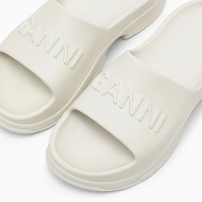 Shop Ganni White Rubber Slipper With Logo