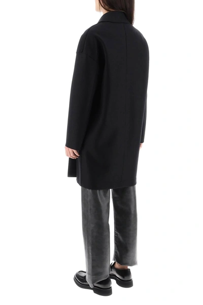 Shop Harris Wharf London Midi Coat In Pressed Wool