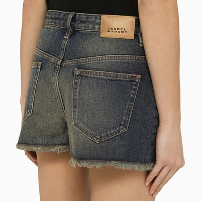 Shop Isabel Marant Blue Washed Out Effect Shorts In Denim
