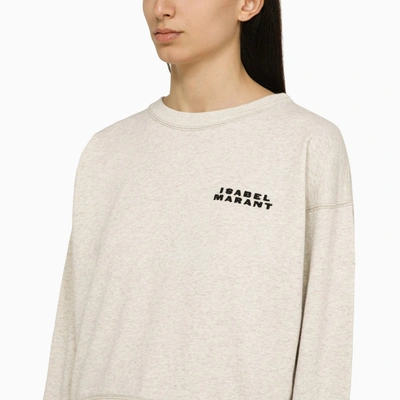 Shop Isabel Marant Ecru Cotton Crew Neck Sweatshirt With Logo