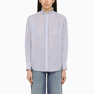 Shop Isabel Marant Étoile Blue Striped Cotton Shirt