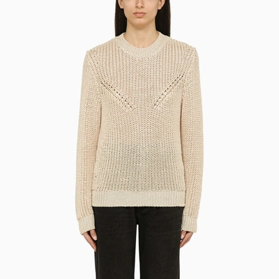 Shop Isabel Marant Recycled Polyester Ecru Crew Neck Jumper