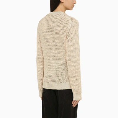 Shop Isabel Marant Recycled Polyester Ecru Crew Neck Jumper