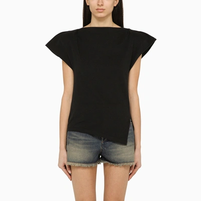Shop Isabel Marant Sebani Black Asymmetrical T Shirt