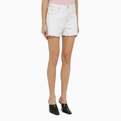 Shop Isabel Marant White Cotton Denim Shorts