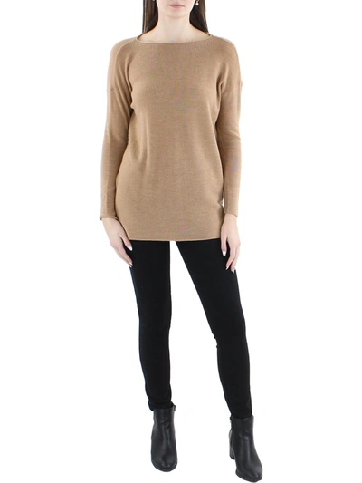 Shop Eileen Fisher Womens Wool Bateau Neck Tunic Sweater In Gold