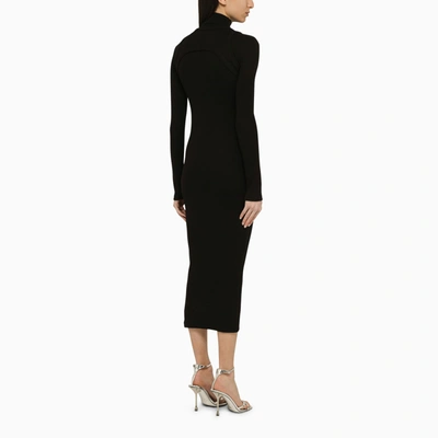 Shop Off-white Off White™ Black Cotton Midi Dress With Logo