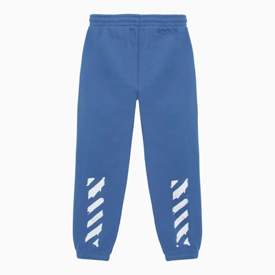 Shop Off-white Off White™ Blue Jogging Trousers With Paint Graphic Pattern