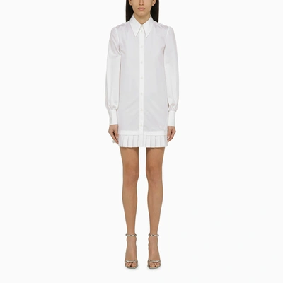 Shop Off-white Off White™ White Cotton Pleated Shirt Dress