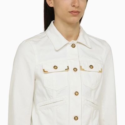 Shop Palm Angels White Denim Jacket