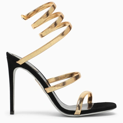 Shop René Caovilla Juniper 105 Black/gold Sandal