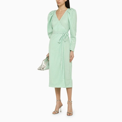 Shop Rotate Birger Christensen Misty Jade Midi Dress In Recycled Polyester