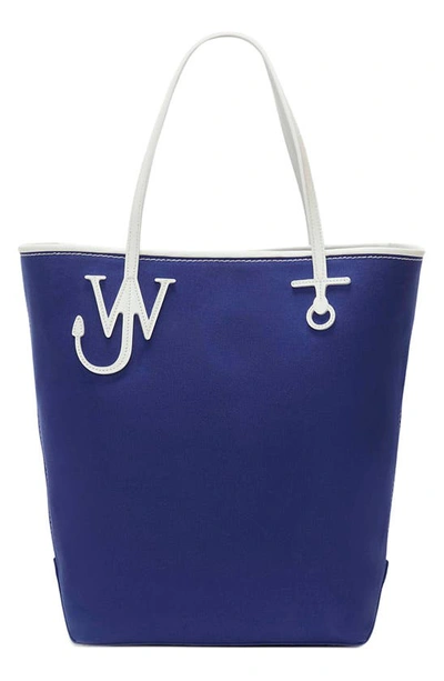 Shop Jw Anderson Tall Anchor Canvas Tote In Blue/ White