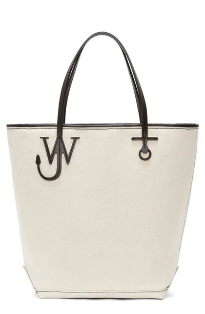 Shop Jw Anderson Tall Anchor Canvas Tote In Natural/ Black