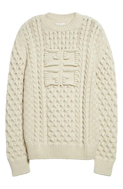 Shop Givenchy 4g Cable Stitch Sweater In Cream
