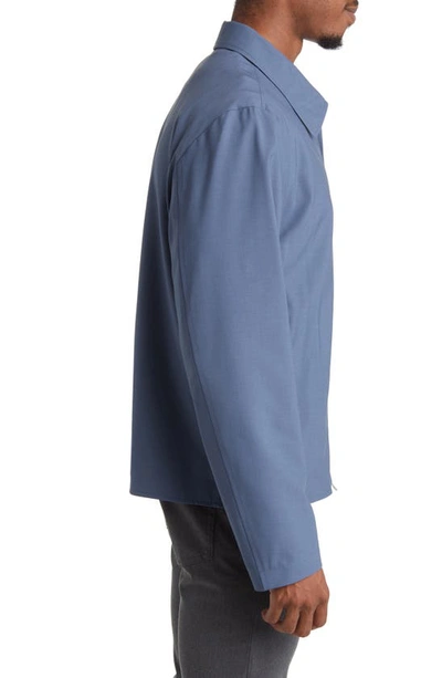 Hugo Boss Hanry Wool Blend Jacket In Open Blue