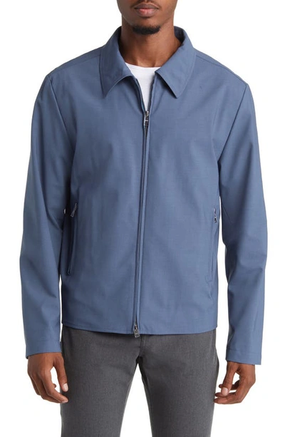 Hugo Boss Hanry Wool Blend Jacket In Open Blue