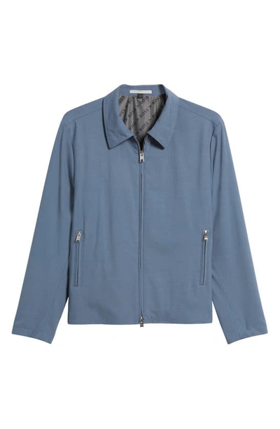 Hugo Boss Hanry Wool Blend Jacket In Open Blue