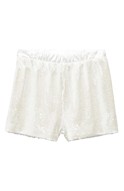 Mango Sequin Shorts In Off White