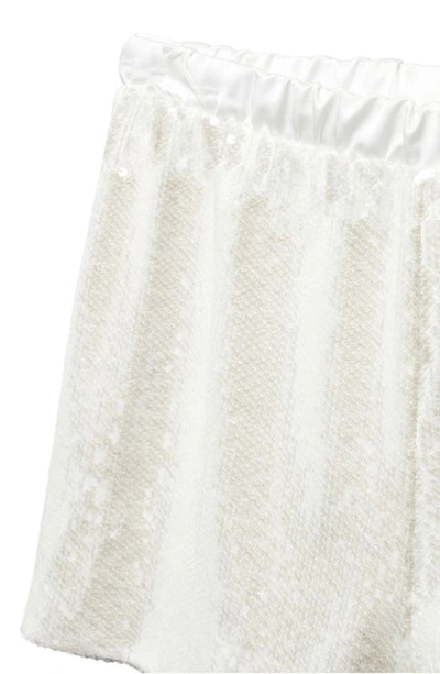 Mango Sequin Shorts In Off White