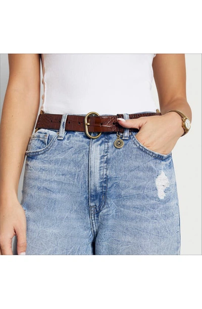 Sam Edelman Croc Embossed Link Belt In Brown